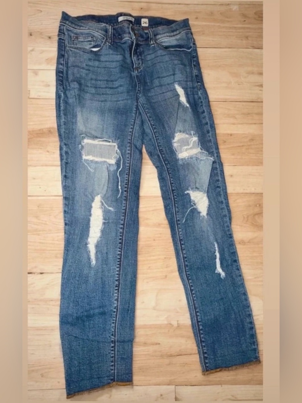 Women’s Skinny Distressed Blue Jeans